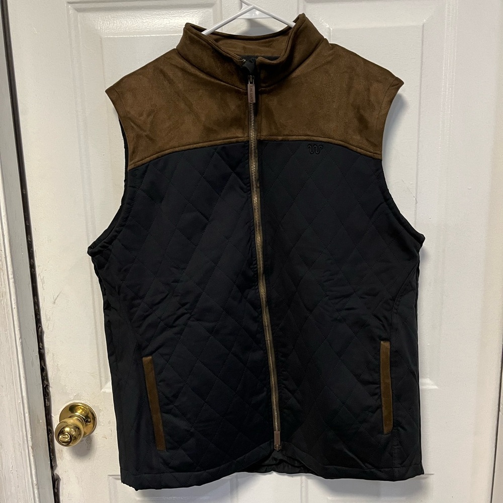 Men's Quilted Black and Brown Vest - Brand Unknown